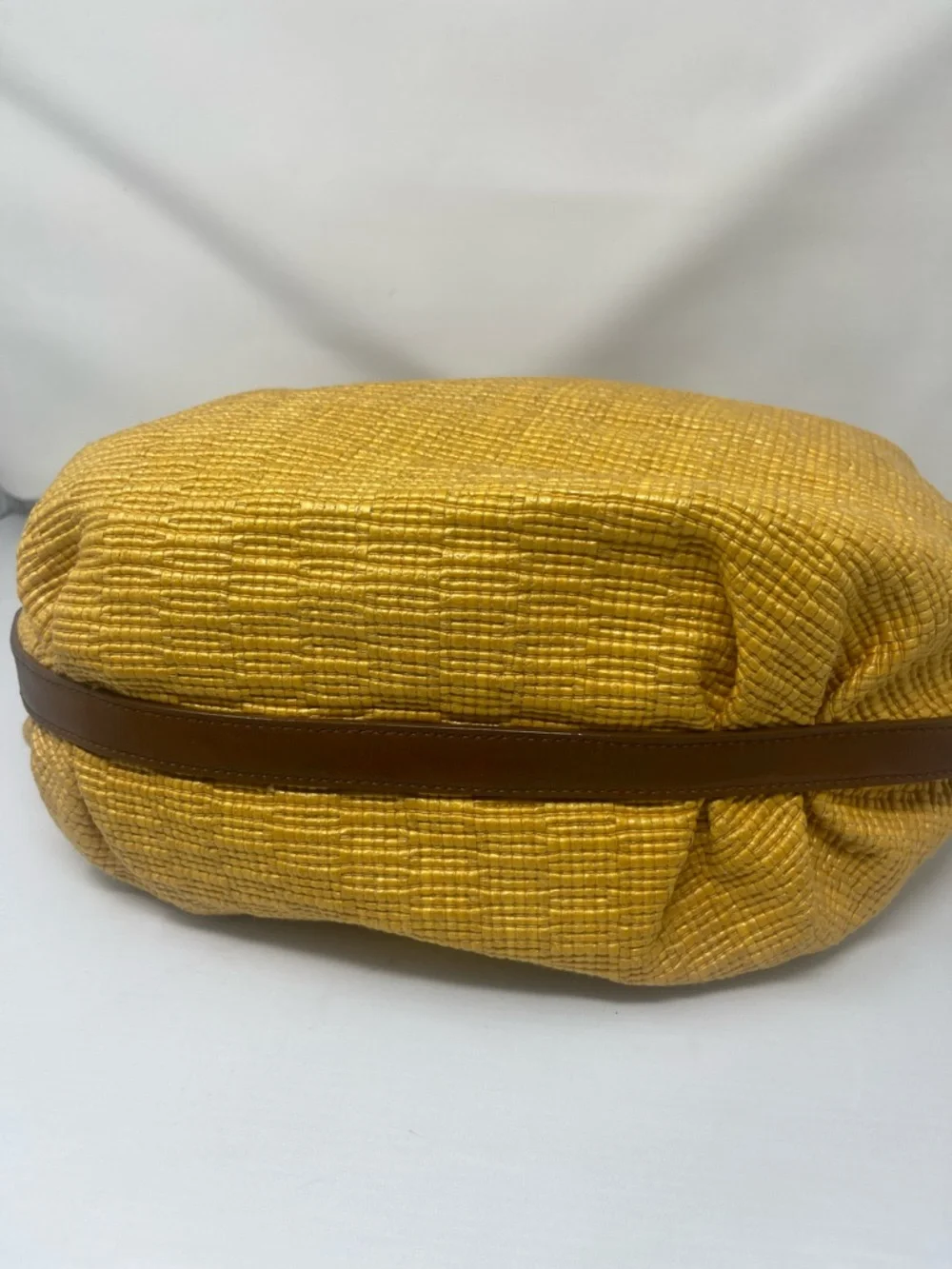 Furla Mustard yellow textured leather hobo bag